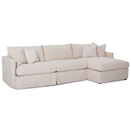 2 Pc Sectional Sofa with Slipcover and RAF Chaise